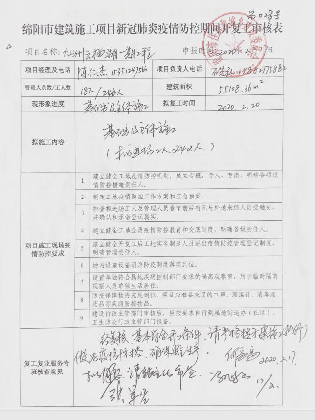 第四工程公司復(fù)工文件